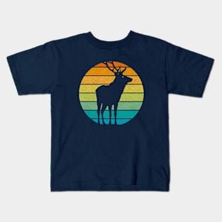 Wild Elk Silhouette Retro Style Kids T-Shirt